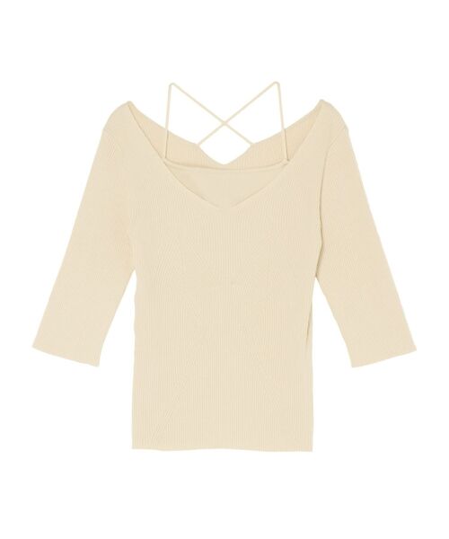 LAGUNAMOON(ラグナムーン)の「バッククロスレイヤードニットプルオーバー(ニット/セーター・レディース・アイボリー/チャコールグレー/オレンジ・FREE)」の2枚目の写真