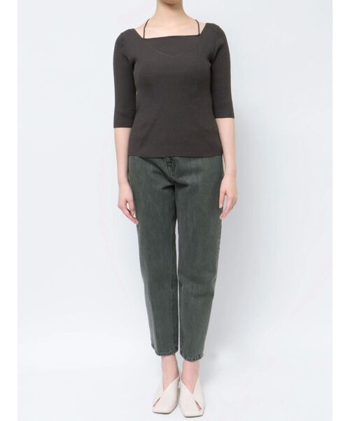 LAGUNAMOON(ラグナムーン)の「バッククロスレイヤードニットプルオーバー(ニット/セーター・レディース・アイボリー/チャコールグレー/オレンジ・FREE)」の4枚目の写真