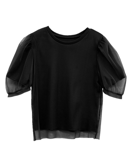 Social GIRL(ソーシャルガール)の「レイヤードチュールトップス(Tシャツ/カットソー・レディース・ブラック/グレイッシュベージュ/オフホワイト/チャコール・M)」の10枚目の写真