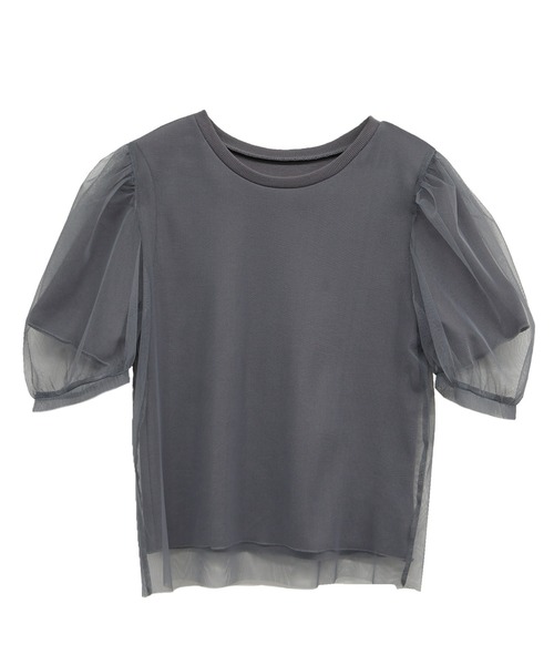 Social GIRL(ソーシャルガール)の「レイヤードチュールトップス(Tシャツ/カットソー・レディース・ブラック/グレイッシュベージュ/オフホワイト/チャコール・M)」の15枚目の写真