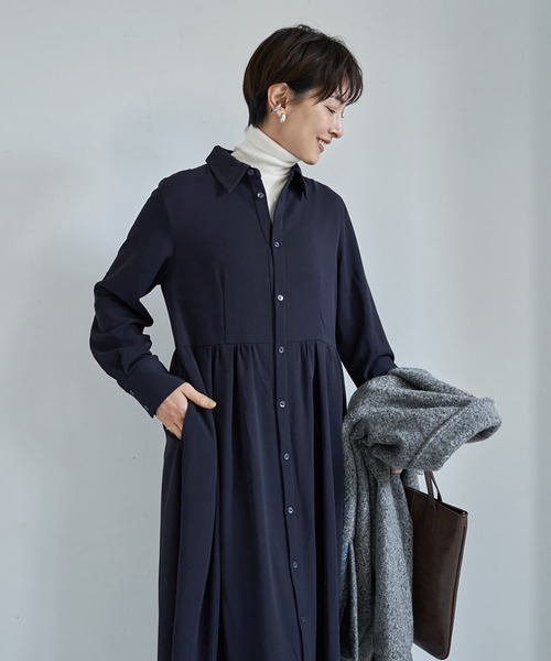 さらさらツイルロングシャツワンピース（シャツワンピース）｜STYLE