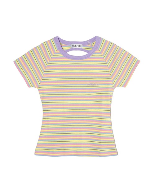 MILKFED.(ミルクフェド)の「OPEN BACK STRIPE S/S TOP(Tシャツ/カットソー・レディース・ライトブルー/ライトピンク/ネイビー・ONE SIZE)」の3枚目の写真