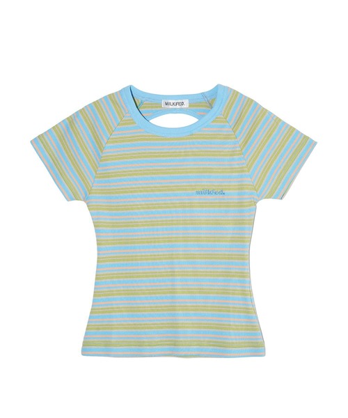 MILKFED.(ミルクフェド)の「OPEN BACK STRIPE S/S TOP(Tシャツ/カットソー・レディース・ライトブルー/ライトピンク/ネイビー・ONE SIZE)」の2枚目の写真