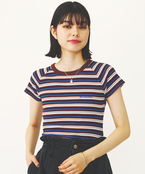 MILKFED.(ミルクフェド)の「OPEN BACK STRIPE S/S TOP(Tシャツ/カットソー・レディース・ライトブルー/ライトピンク/ネイビー・ONE SIZE)」の4枚目の写真