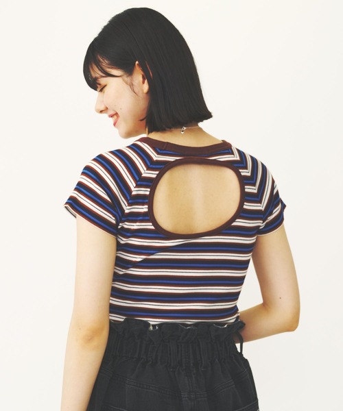 MILKFED.(ミルクフェド)の「OPEN BACK STRIPE S/S TOP(Tシャツ/カットソー・レディース・ライトブルー/ライトピンク/ネイビー・ONE SIZE)」の7枚目の写真