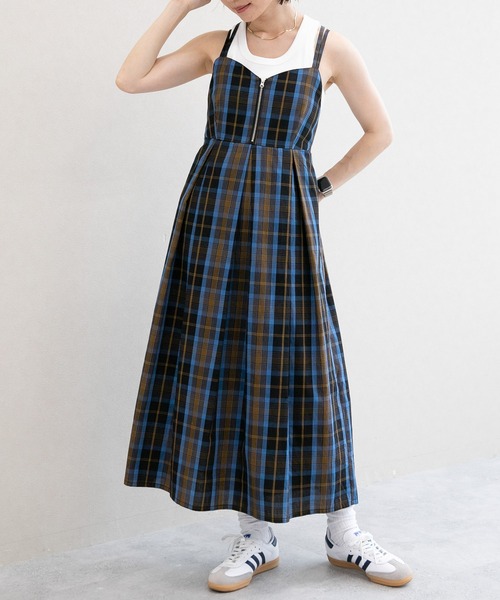 ソブレ❗️セットアップ　ワンピース❤︎ブルー セール】【ZOZO限定】後ろボタンフレアワンピース（ワンピース