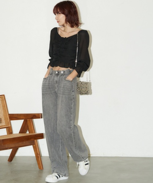 Auntie Rosa Holiday(アンティローザホリデー)の「シャーリングクロップドブラウス(シャツ/ブラウス・レディース・ブラック/イエロー/オフホワイト・FREE)」の20枚目の写真