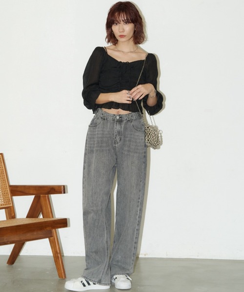 Auntie Rosa Holiday(アンティローザホリデー)の「シャーリングクロップドブラウス(シャツ/ブラウス・レディース・ブラック/イエロー/オフホワイト・FREE)」の19枚目の写真