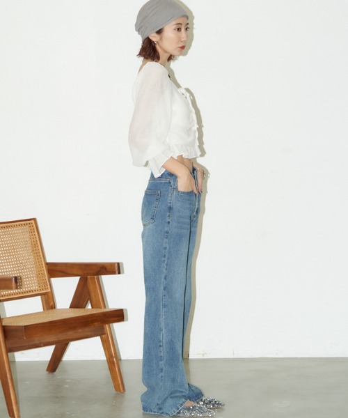Auntie Rosa Holiday(アンティローザホリデー)の「シャーリングクロップドブラウス(シャツ/ブラウス・レディース・ブラック/イエロー/オフホワイト・FREE)」の6枚目の写真