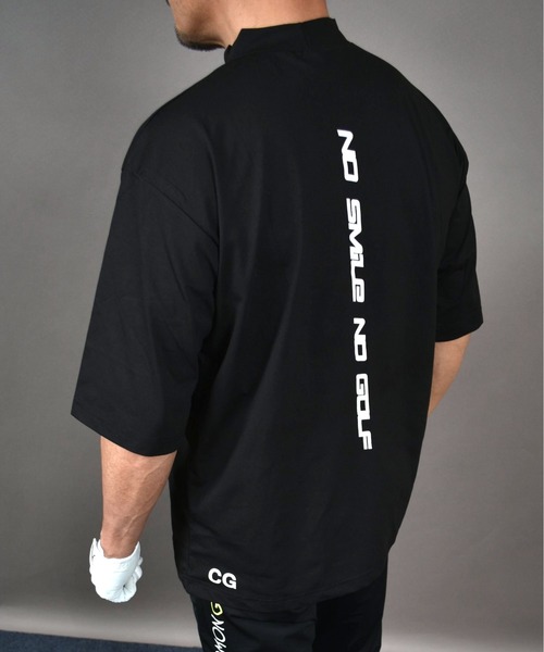 SLDO. モックネック ゴルフシャツ サイズ M 半袖 黒色 BIGシルエット 半袖モックネックゴルフシャツ（Tシャツ