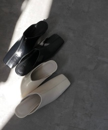 フレアヒールミュール/flare heel mule パンプス サンダル フェイクレザー 合皮 スクエアトゥ ローヒール ミドルヒール 綺麗め シンプル カジュアル レディライク 韓国