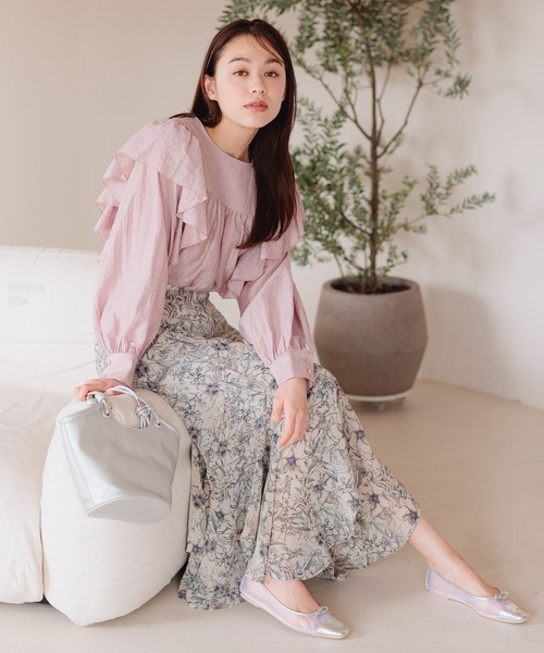 mysty woman（ミスティウーマン）の「【WEB限定アイテム】フリルショルダーブラウス　119181（シャツ/ブラウス・レディース・ピンク/オフホワイト/ブラック/ライトブルー・FREE）」の17枚目の写真