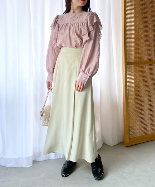 mysty woman（ミスティウーマン）の「【WEB限定アイテム】フリルショルダーブラウス　119181（シャツ/ブラウス・レディース・ピンク/オフホワイト/ブラック/ライトブルー・FREE）」の13枚目の写真