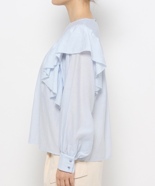 mysty woman（ミスティウーマン）の「【WEB限定アイテム】フリルショルダーブラウス　119181（シャツ/ブラウス・レディース・ピンク/オフホワイト/ブラック/ライトブルー・FREE）」の11枚目の写真