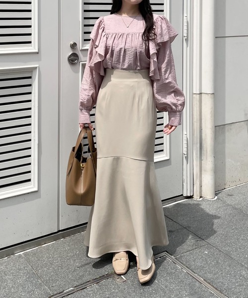 mysty woman（ミスティウーマン）の「【WEB限定アイテム】フリルショルダーブラウス　119181（シャツ/ブラウス・レディース・ピンク/オフホワイト/ブラック/ライトブルー・FREE）」の7枚目の写真