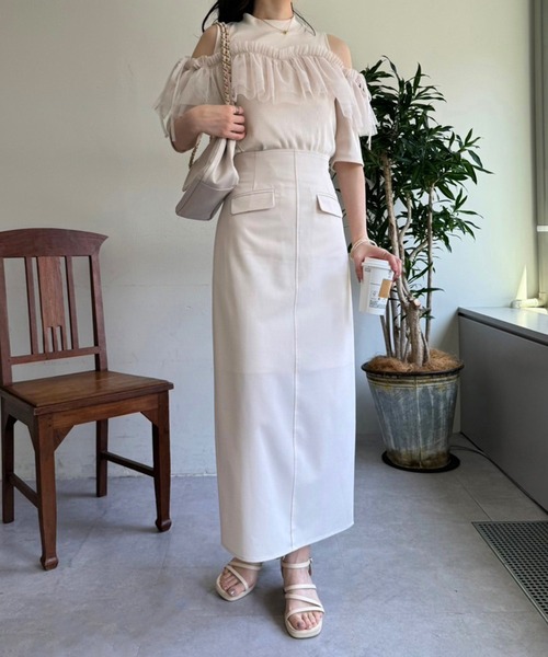 one after another NICE CLAUP(ワンアフターアナザーナイスクラップ)の「チュールテレコトップス(Tシャツ/カットソー・レディース・ブラック/オフホワイト/ベージュ・FREE)」の22枚目の写真