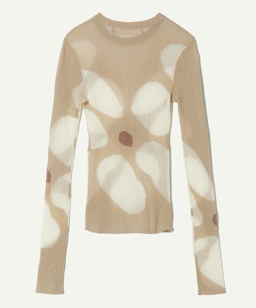 leinwande（ラインヴァンド）の「Eniko Katalin Botanical Sheer Intarsia Top（Tシャツ/カットソー・レディース・ブラウン/カーキ/ベージュ・FREE）」の13枚目の写真