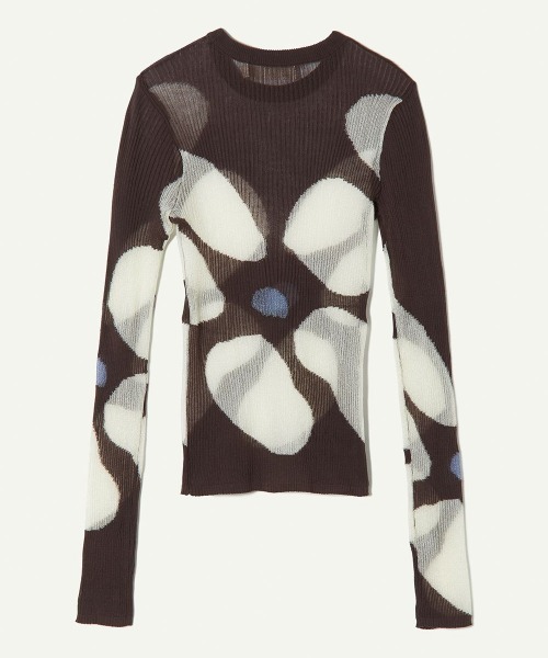 leinwande（ラインヴァンド）の「Eniko Katalin Botanical Sheer Intarsia Top（Tシャツ/カットソー・レディース・ブラウン/カーキ/ベージュ・FREE）」の16枚目の写真