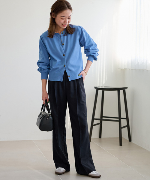 JOURNAL STANDARD relume(ジャーナルスタンダード レリューム)の「《WEB限定追加》マットウースフレアタックパンツ(スラックス・レディース・ネイビー・36/38)」の2枚目の写真