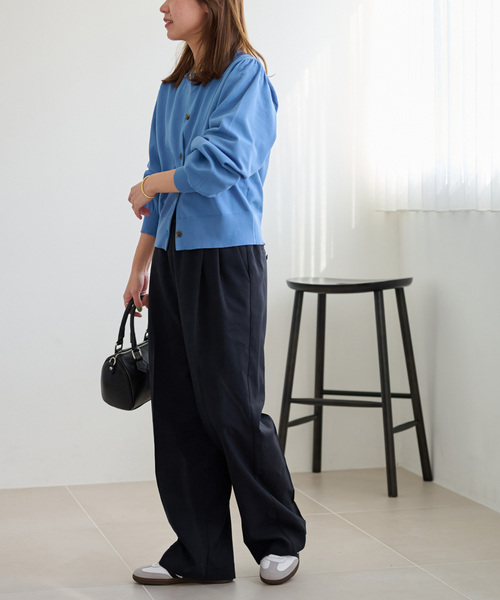 JOURNAL STANDARD relume(ジャーナルスタンダード レリューム)の「《WEB限定追加》マットウースフレアタックパンツ(スラックス・レディース・ネイビー・36/38)」の3枚目の写真