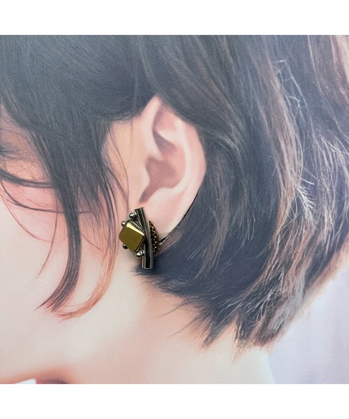 tone(トーン)の「【musk】イタリー製ガラスボタン×パールのイヤリング(MA)(イヤリング・レディース・シルバー・FREE)」の6枚目の写真