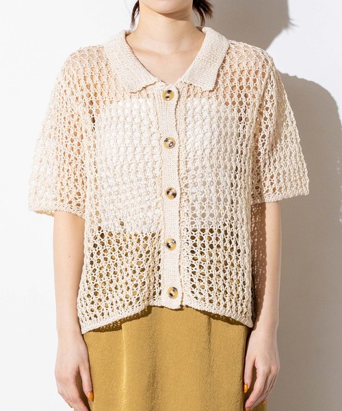 Torrazzo Donna（トラッゾドンナ）の「メッシュ5分袖襟付カーディガン（Tシャツ/カットソー・レディース・アイボリー/ブラック・FREE）」の22枚目の写真