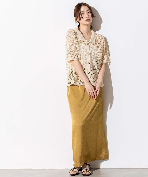 Torrazzo Donna（トラッゾドンナ）の「メッシュ5分袖襟付カーディガン（Tシャツ/カットソー・レディース・アイボリー/ブラック・FREE）」の3枚目の写真