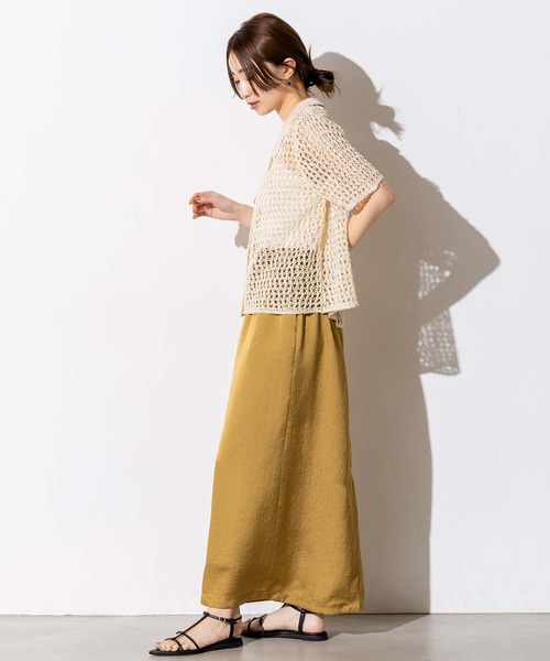 Torrazzo Donna（トラッゾドンナ）の「メッシュ5分袖襟付カーディガン（Tシャツ/カットソー・レディース・アイボリー/ブラック・FREE）」の4枚目の写真