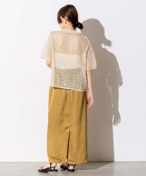 Torrazzo Donna（トラッゾドンナ）の「メッシュ5分袖襟付カーディガン（Tシャツ/カットソー・レディース・アイボリー/ブラック・FREE）」の5枚目の写真