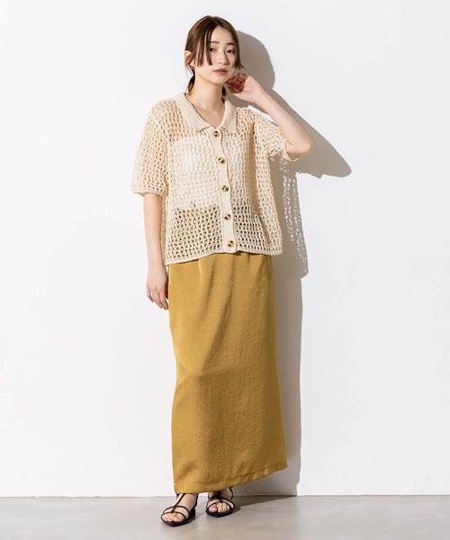 Torrazzo Donna（トラッゾドンナ）の「メッシュ5分袖襟付カーディガン（Tシャツ/カットソー・レディース・アイボリー/ブラック・FREE）」の6枚目の写真