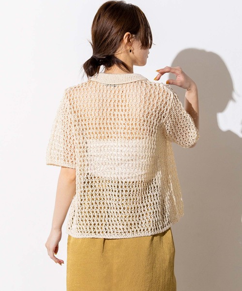 Torrazzo Donna（トラッゾドンナ）の「メッシュ5分袖襟付カーディガン（Tシャツ/カットソー・レディース・アイボリー/ブラック・FREE）」の9枚目の写真