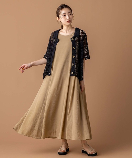 Torrazzo Donna（トラッゾドンナ）の「メッシュ5分袖襟付カーディガン（Tシャツ/カットソー・レディース・アイボリー/ブラック・FREE）」の14枚目の写真