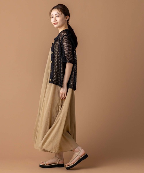 Torrazzo Donna（トラッゾドンナ）の「メッシュ5分袖襟付カーディガン（Tシャツ/カットソー・レディース・アイボリー/ブラック・FREE）」の15枚目の写真