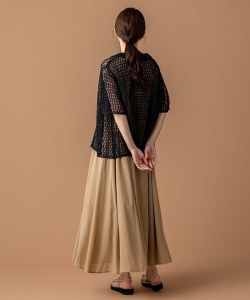 Torrazzo Donna（トラッゾドンナ）の「メッシュ5分袖襟付カーディガン（Tシャツ/カットソー・レディース・アイボリー/ブラック・FREE）」の16枚目の写真