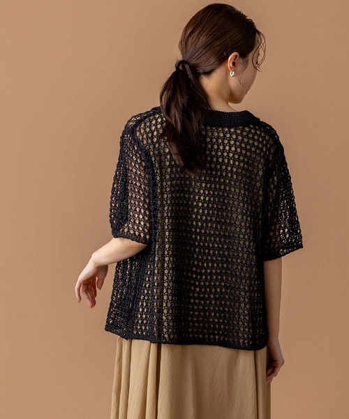 Torrazzo Donna（トラッゾドンナ）の「メッシュ5分袖襟付カーディガン（Tシャツ/カットソー・レディース・アイボリー/ブラック・FREE）」の18枚目の写真