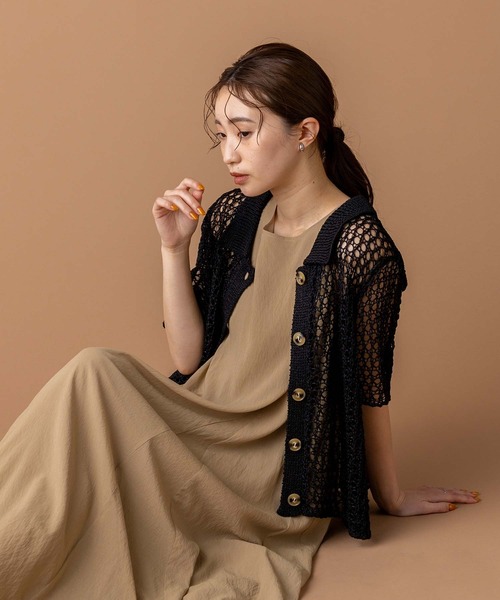 Torrazzo Donna（トラッゾドンナ）の「メッシュ5分袖襟付カーディガン（Tシャツ/カットソー・レディース・アイボリー/ブラック・FREE）」の20枚目の写真