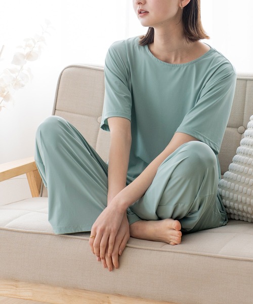 VitaFelice（ヴィータフェリーチェ）の「フローズンスムースルームウェア 上下セット（ルームウェア/パジャマ・レディース・グレー/スカイブルー/チャコール/グリーン系その他・FREE）」の4枚目の写真