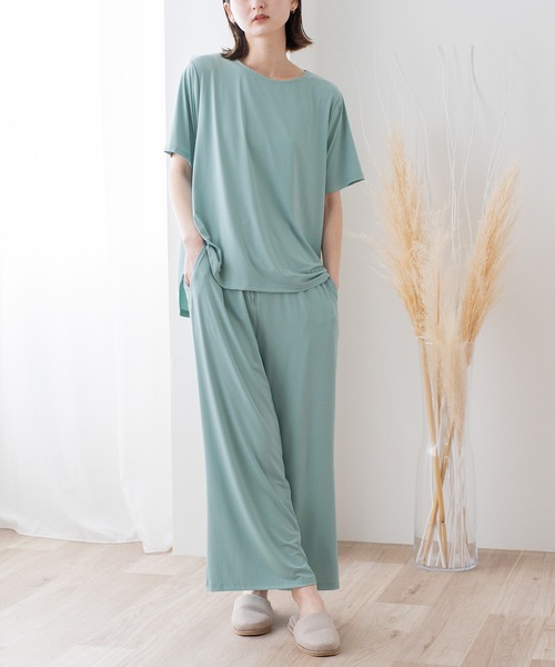 VitaFelice（ヴィータフェリーチェ）の「フローズンスムースルームウェア 上下セット（ルームウェア/パジャマ・レディース・グレー/スカイブルー/チャコール/グリーン系その他・FREE）」の6枚目の写真