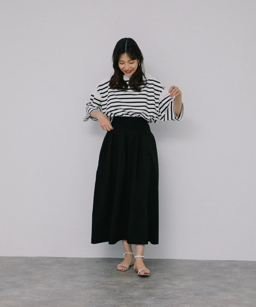 F by ROSSO（エフバイロッソ）の「F by ROSSO　ウォッシャブルフレアスカート（スカート・レディース・カーキ/ブラック・FREE）」の2枚目の写真