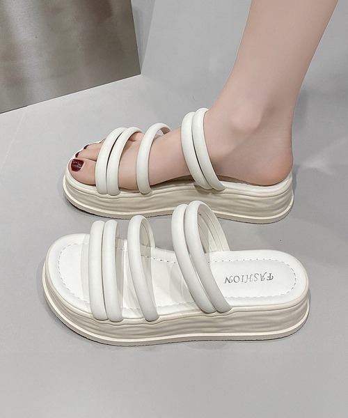 Miniministore(ミニミニストア)の「ミュールサンダル 厚底 ストラップ 夏靴(サンダル・レディース・ブラック/ベージュ/オフホワイト・22.5cm/23.5cm/24.5cm/23.0cm/24.0cm/25.0cm)」の2枚目の写真