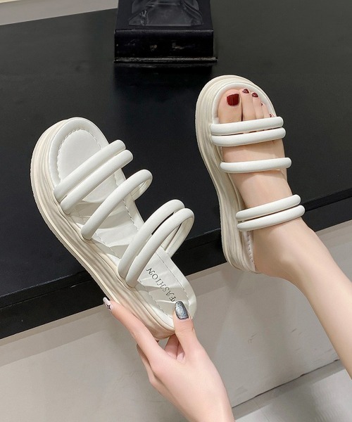 Miniministore(ミニミニストア)の「ミュールサンダル 厚底 ストラップ 夏靴(サンダル・レディース・ブラック/ベージュ/オフホワイト・22.5cm/23.5cm/24.5cm/23.0cm/24.0cm/25.0cm)」の6枚目の写真