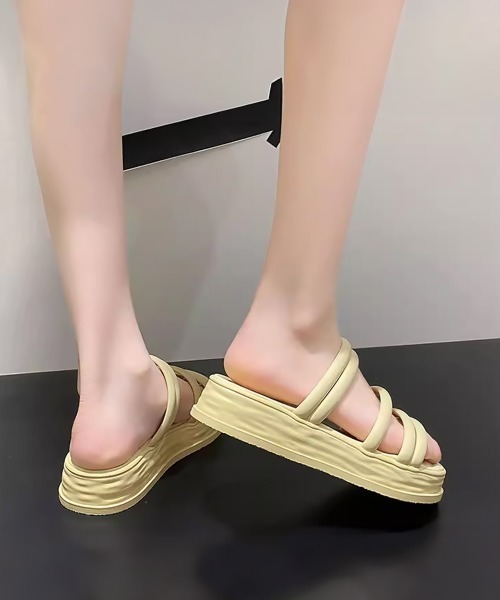 Miniministore(ミニミニストア)の「ミュールサンダル 厚底 ストラップ 夏靴(サンダル・レディース・ブラック/ベージュ/オフホワイト・22.5cm/23.5cm/24.5cm/23.0cm/24.0cm/25.0cm)」の9枚目の写真