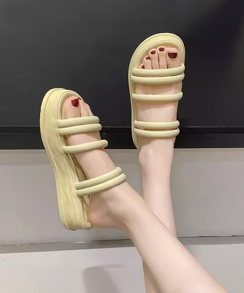 Miniministore(ミニミニストア)の「ミュールサンダル 厚底 ストラップ 夏靴(サンダル・レディース・ブラック/ベージュ/オフホワイト・22.5cm/23.5cm/24.5cm/23.0cm/24.0cm/25.0cm)」の10枚目の写真
