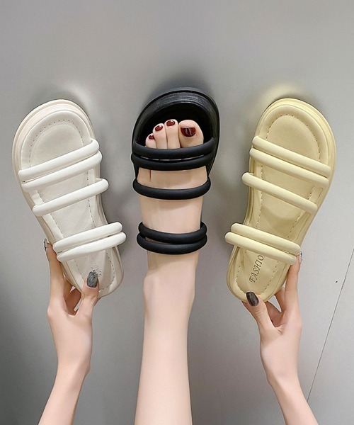 Miniministore(ミニミニストア)の「ミュールサンダル 厚底 ストラップ 夏靴(サンダル・レディース・ブラック/ベージュ/オフホワイト・22.5cm/23.5cm/24.5cm/23.0cm/24.0cm/25.0cm)」の13枚目の写真