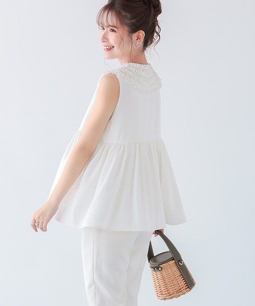 【ZOZO限定商品】ミニフリルペプラムノースリーブ（Tシャツ/カットソー）｜Fit more（フィットモア）