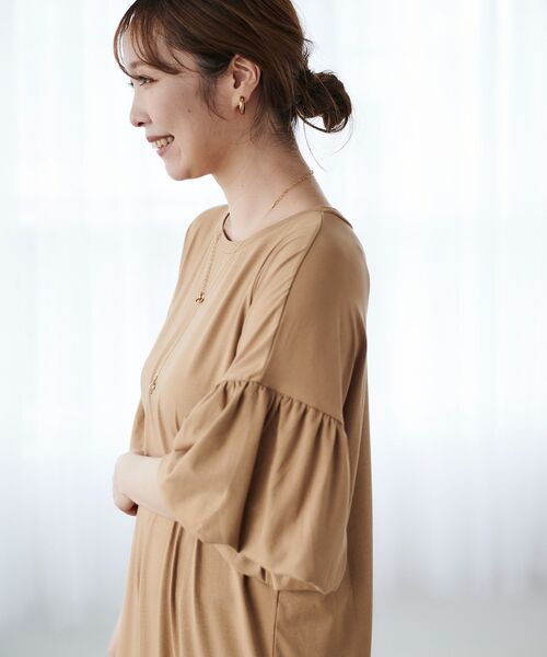 le.coeur blanc(ルクールブラン)の「バルーンスリーブカットワンピース(ワンピース・レディース・ブラック/オレンジ/グリーン/ベージュ・38)」の3枚目の写真