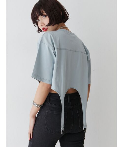 jouetie（ジュエティ）の「ガーターTシャツ（Tシャツ/カットソー・レディース・ブルー/オフホワイト/ブラック・MEDIUM）」の14枚目の写真