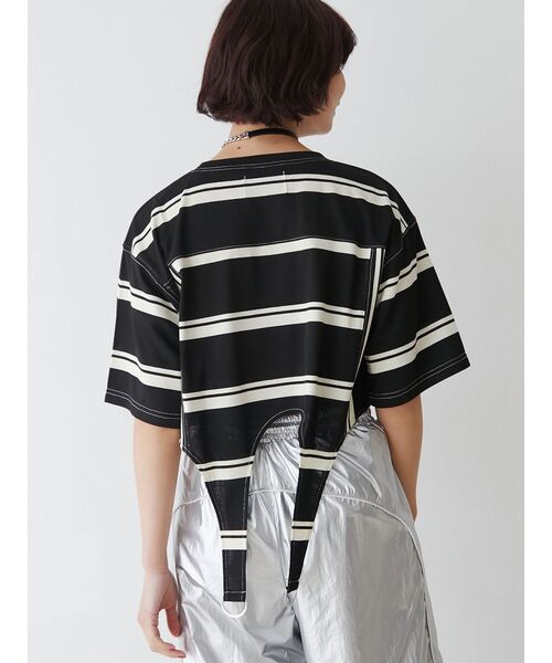 jouetie（ジュエティ）の「ガーターTシャツ（Tシャツ/カットソー・レディース・ブルー/オフホワイト/ブラック・MEDIUM）」の5枚目の写真