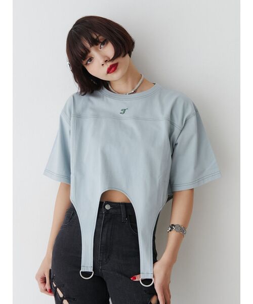 jouetie（ジュエティ）の「ガーターTシャツ（Tシャツ/カットソー・レディース・ブルー/オフホワイト/ブラック・MEDIUM）」の15枚目の写真