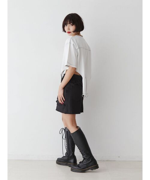 jouetie（ジュエティ）の「ガーターTシャツ（Tシャツ/カットソー・レディース・ブルー/オフホワイト/ブラック・MEDIUM）」の12枚目の写真